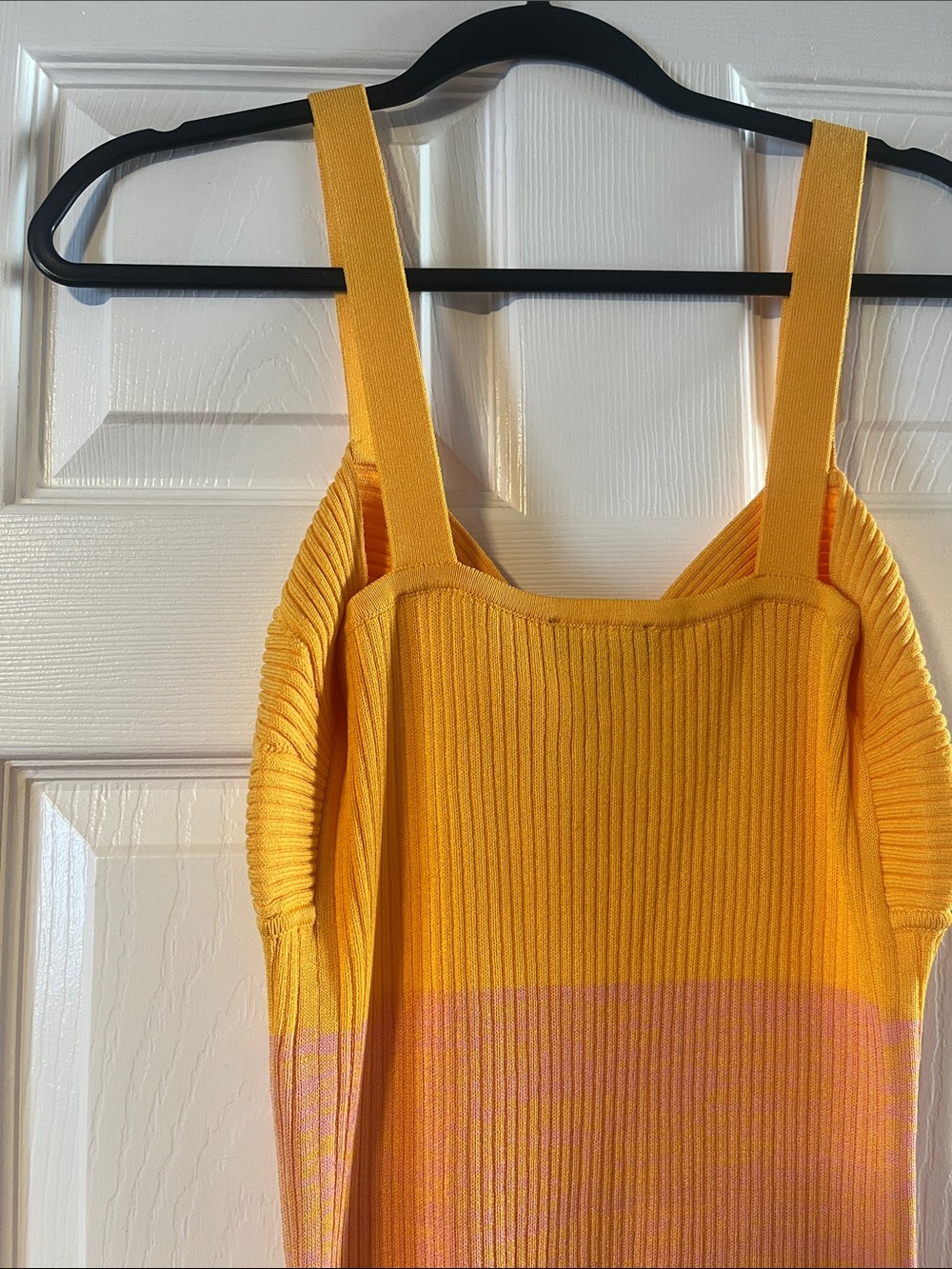 Express Yellow Ribbed Twist-Front Dress - Picture 6 of 9